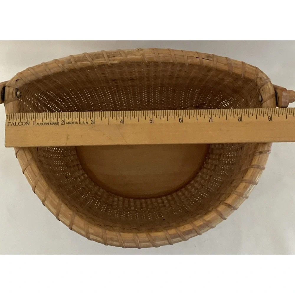 Nantucket Lighthouse Style Basket Woven Wooden Swing Handled Half Round